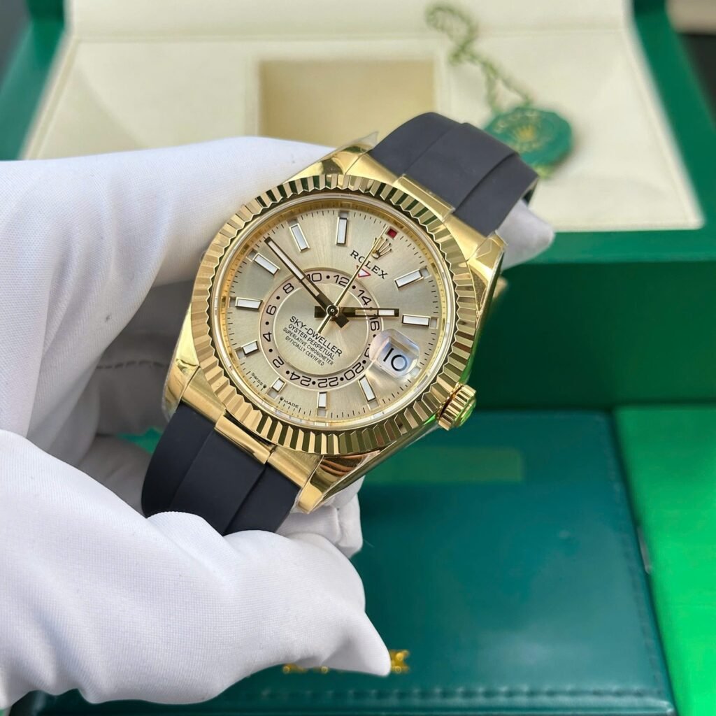 Rolex CHAMPAGNE Sky-Dweller World Timer champagne dial 42mm 1:1 super clone watch