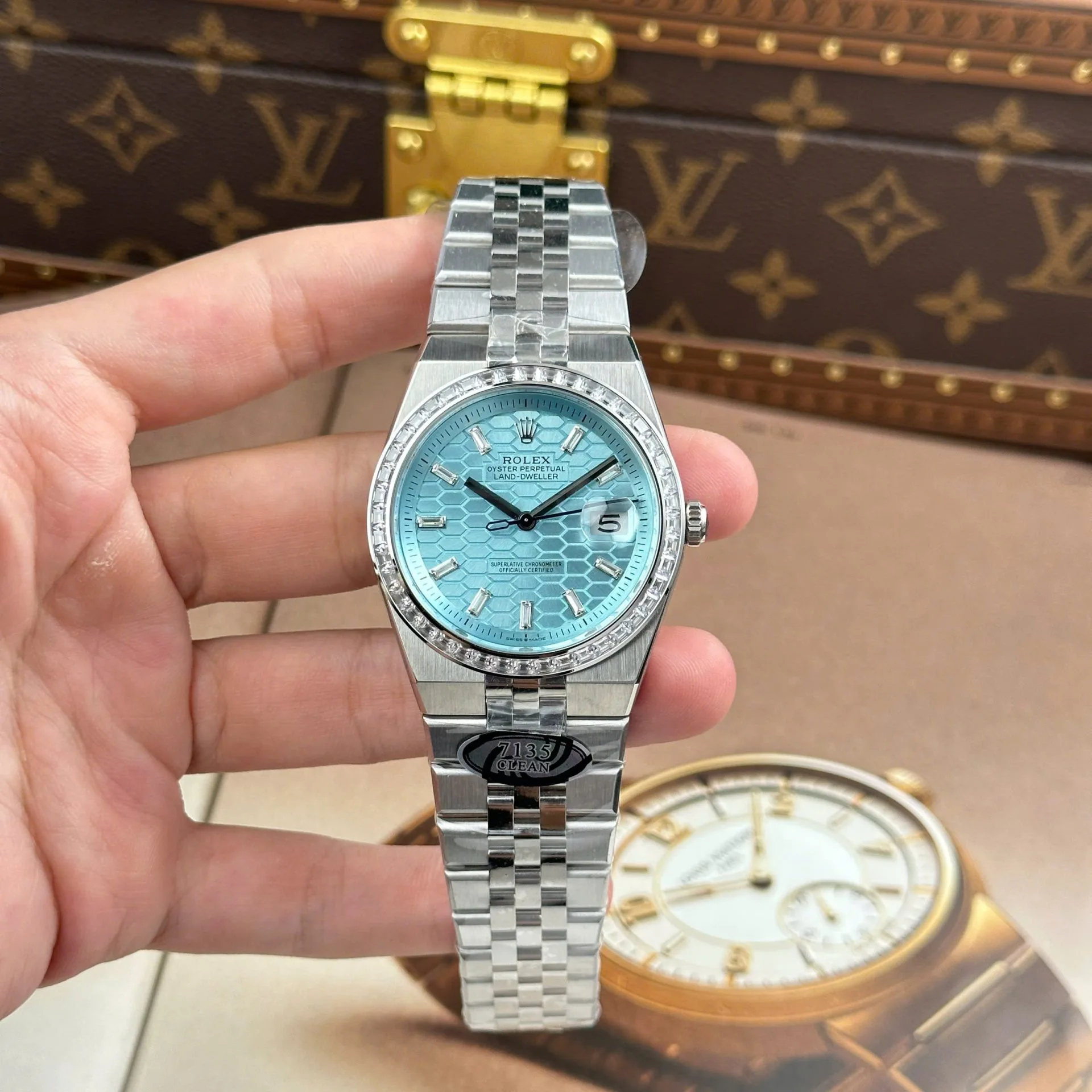 Rolex 127334 Super Clone Watch Detail Photo Rolex 127334 blue dial 1:1 super clone watch product photo 40mm