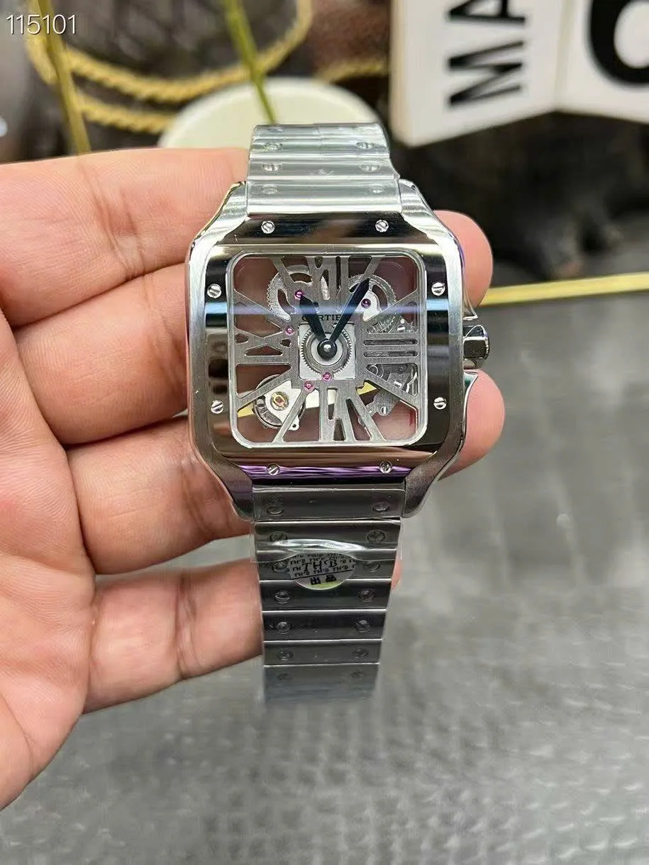 Cartier CRWHSA0015 Santos de Cartier Square Watch skeletonized dial 39.8mm 1:1 super clone watch