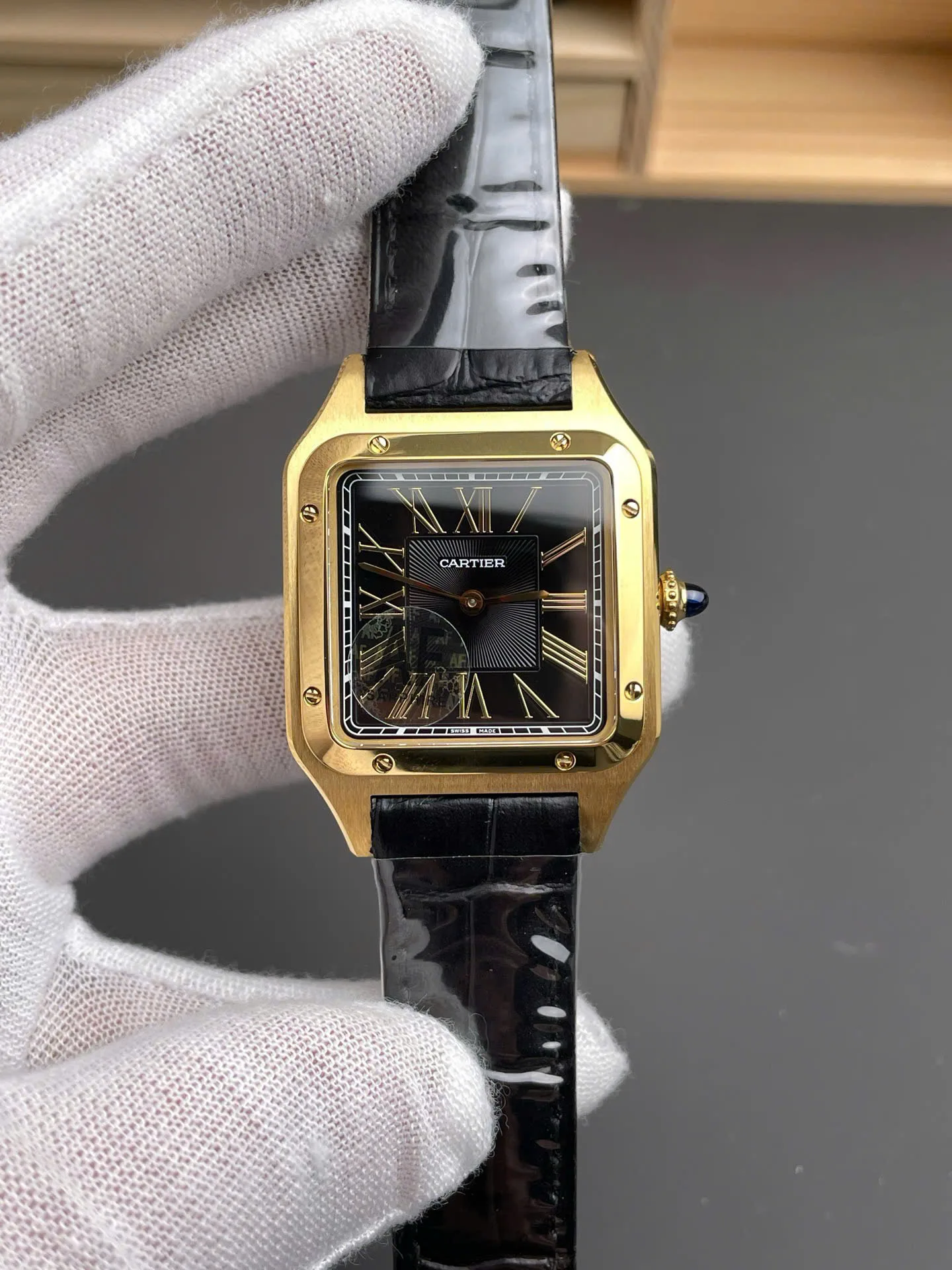 Cartier WGSA0077 Santos de Cartier Square Watch black dial 43.5x31.4mm 1:1 super clone watch