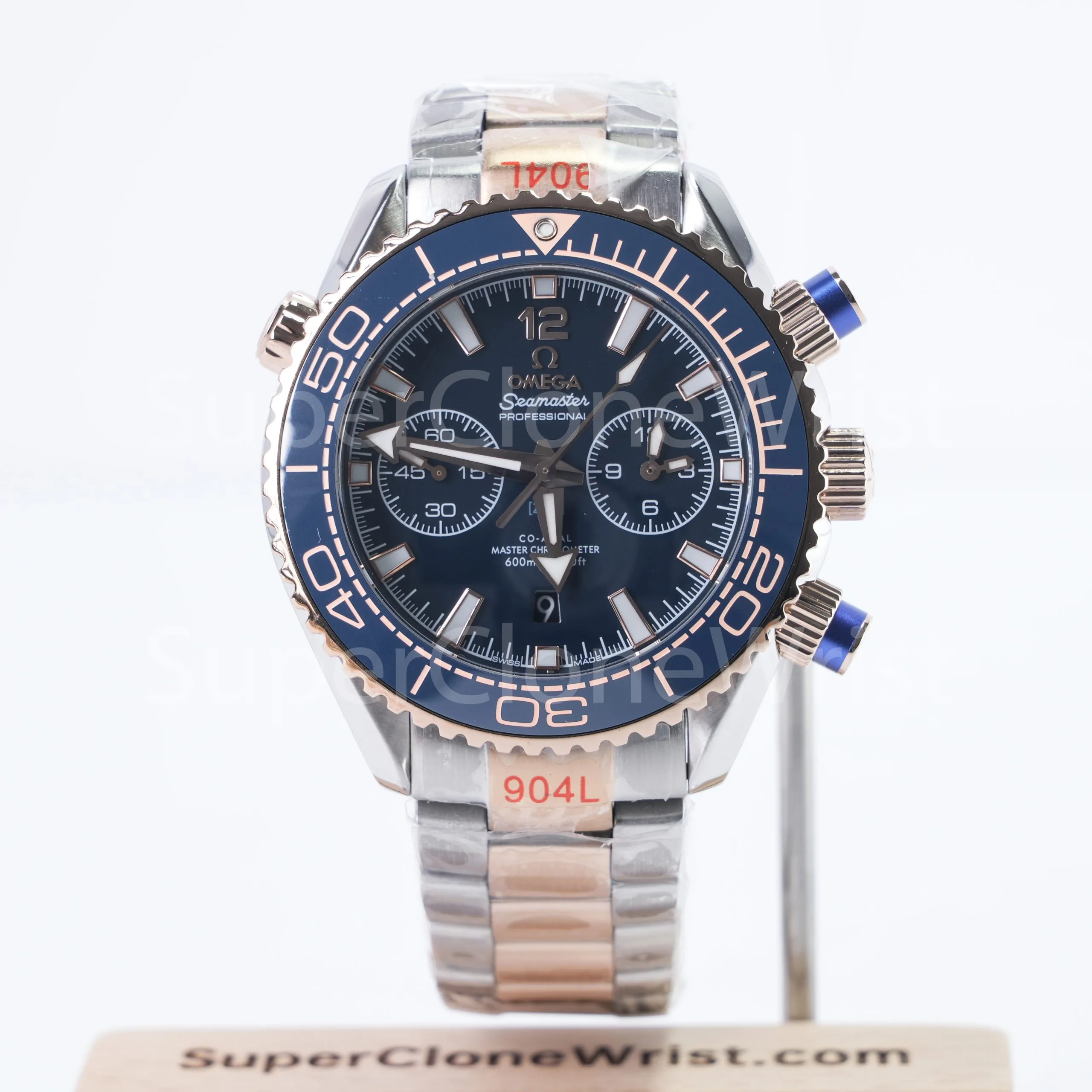 Omega Seamaster 215.20.46.51.03.001 Two-Tone Rose Gold Blue Dial Blue Ceramic Bezel Two-Tone Rose Gold Bracelet 45.5mm Replica Watches - 1