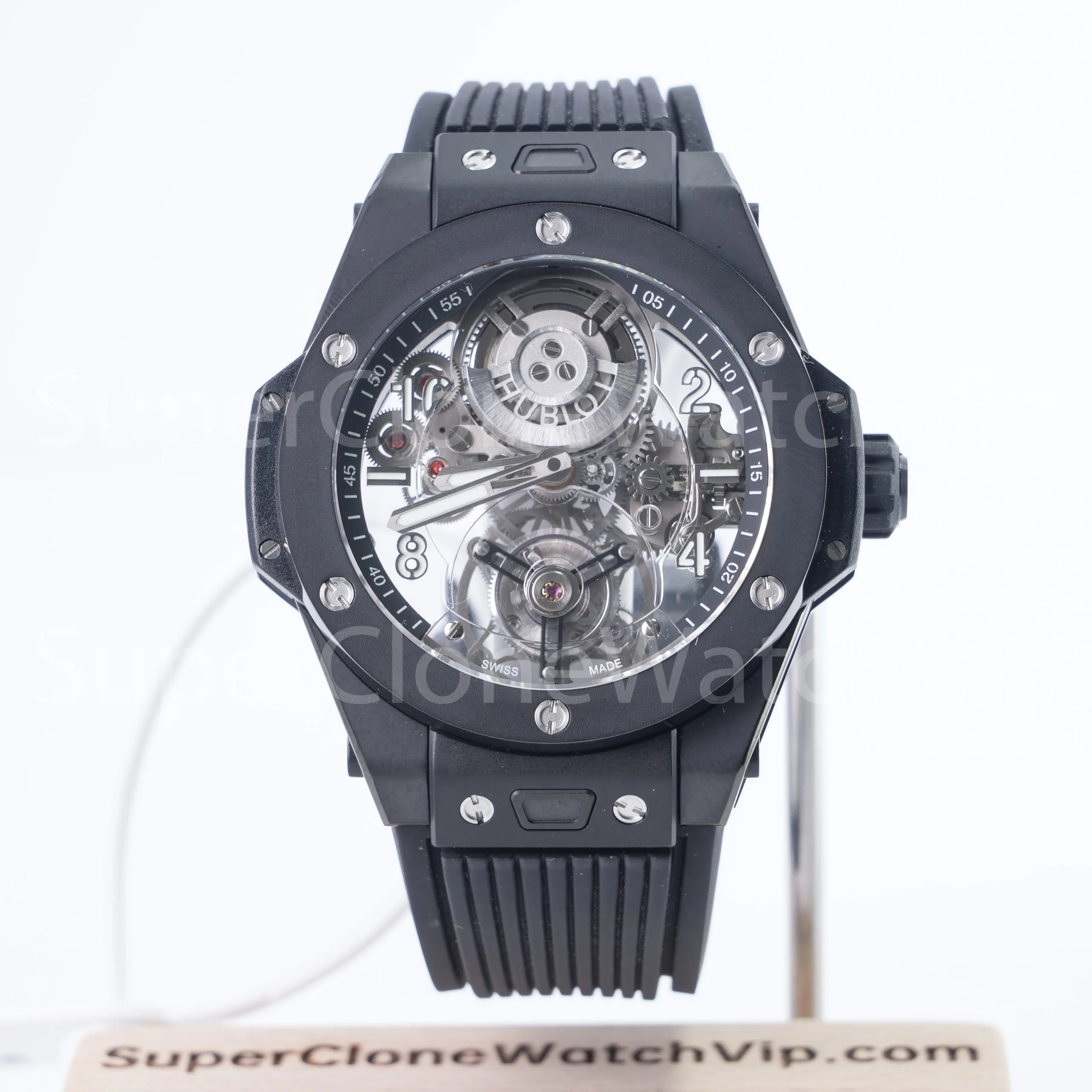 Hublot Big Bang 429.CX.0170.RX Black Ceramic Tourbillon Skeleton Dial Black Ceramic Bezel Black Rubber Strap 45mm Replica Watches - 1