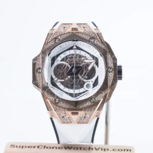 Hublot Big Bang Sang Bleu II King Gold Diamonds 418.OX.2001.RX.1604 Skeleton Dial 45mm Replica Watches - 1