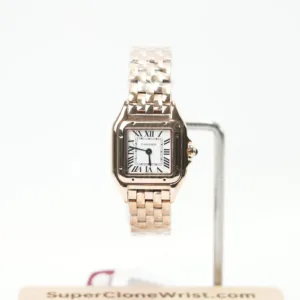 Cartier Panthère Rose Gold White Dial Rose Gold Bezel Rose Gold Bracelet 22x30mm Replica Watches - 1