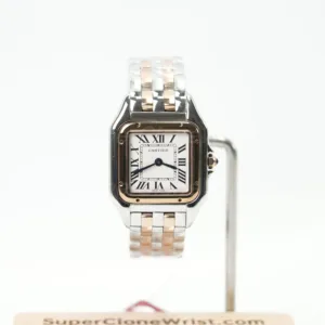 Cartier Panthère Steel Rose Gold White Dial Rose Gold Bezel Steel Rose Gold Bracelet 27x37mm Replica Watches - 1