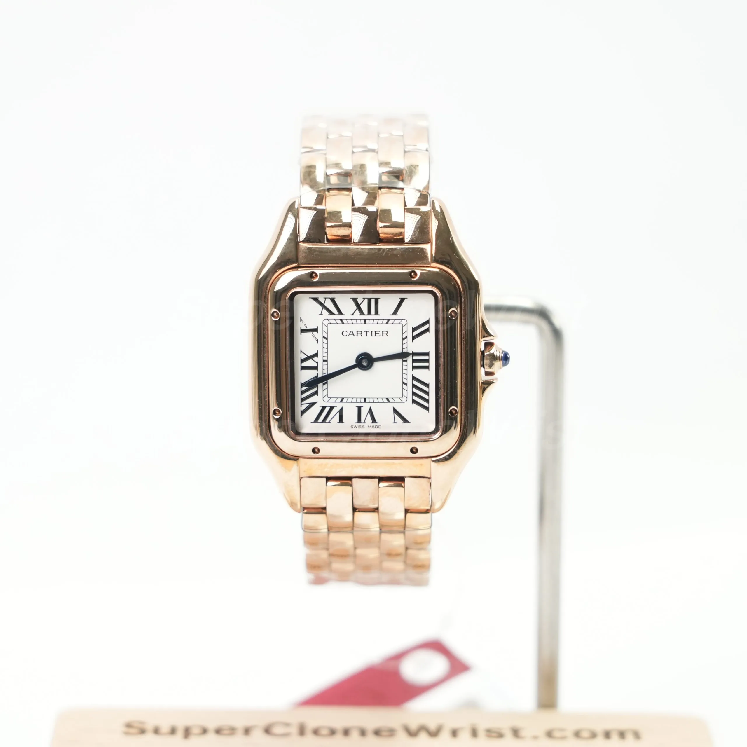 Cartier Panthère Rose Gold White Dial Rose Gold Bezel Rose Gold Bracelet 27x37mm Replica Watches - 1