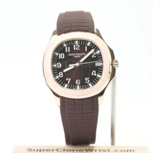 Patek Philippe Aquanaut 5167R Rose Gold Brown Dial Rose Gold Bezel Brown Rubber Strap 40mm Replica Watches - 1