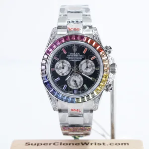 Rolex Daytona 116599RBOW Steel Black Dial Rainbow Bezel Oyster Bracelet 40mm Replica Watches - 1