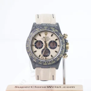 Rolex Daytona DiW "Desert Eagle" Carbon Fiber Beige Dial Carbon Fiber Bezel Beige Fabric Strap 40mm Replica Watches - 1