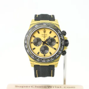 Rolex Daytona DiW Custom Bumblebee Yellow Carbon Black Yellow Panda Dial Carbon Bezel Black Fabric Strap 40mm Replica Watches - 1