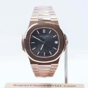 Patek-Philippe-Nautilus-5711-Black-Dial-Rose-Gold-40mm 1：1 SuperClone Watch Replica Watches - 1