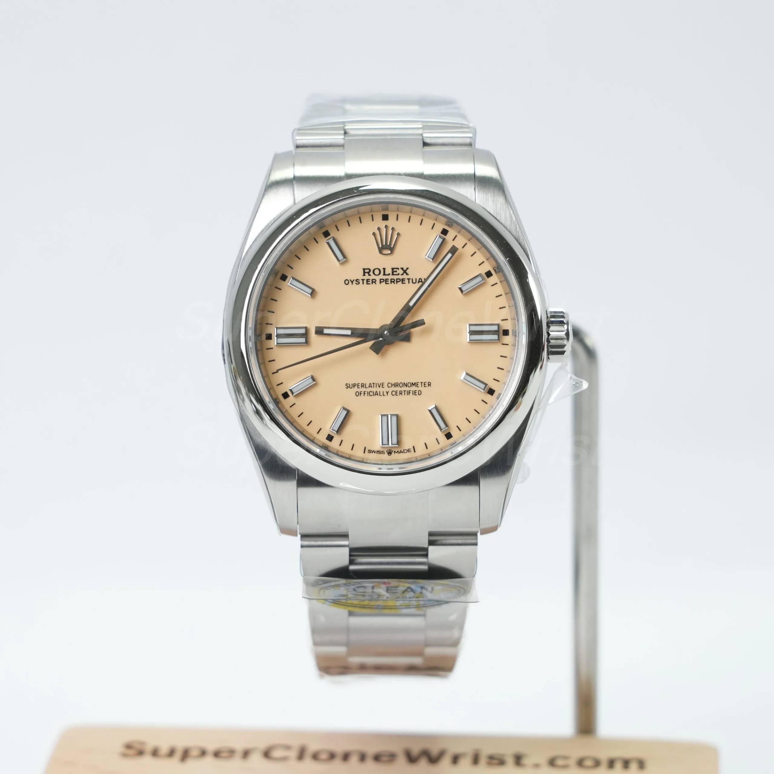 1-52-scaled-1.jpg Rolex Oyster Perpetual Steel Light Brown Dial Steel Bezel Steel Oyster Bracelet 36mm Replica Watches - 1