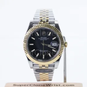 Rolex Datejust 126333 Two-Tone Yellow Gold Black Dial Fluted Bezel Jubilee Bracelet 41mm Replica Watches - 1