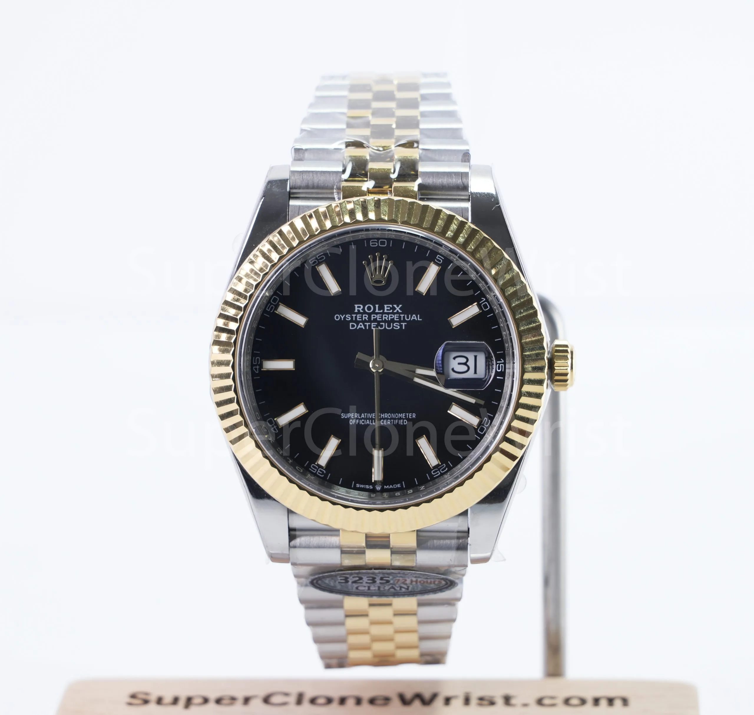 Rolex Datejust 126333 Two-Tone Yellow Gold Black Dial Fluted Bezel Jubilee Bracelet 41mm Replica Watches - 1