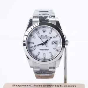 Rolex Datejust 126300 Steel White Dial Smooth Bezel Steel Oyster Bracelet 41mm Replica Watches - 1