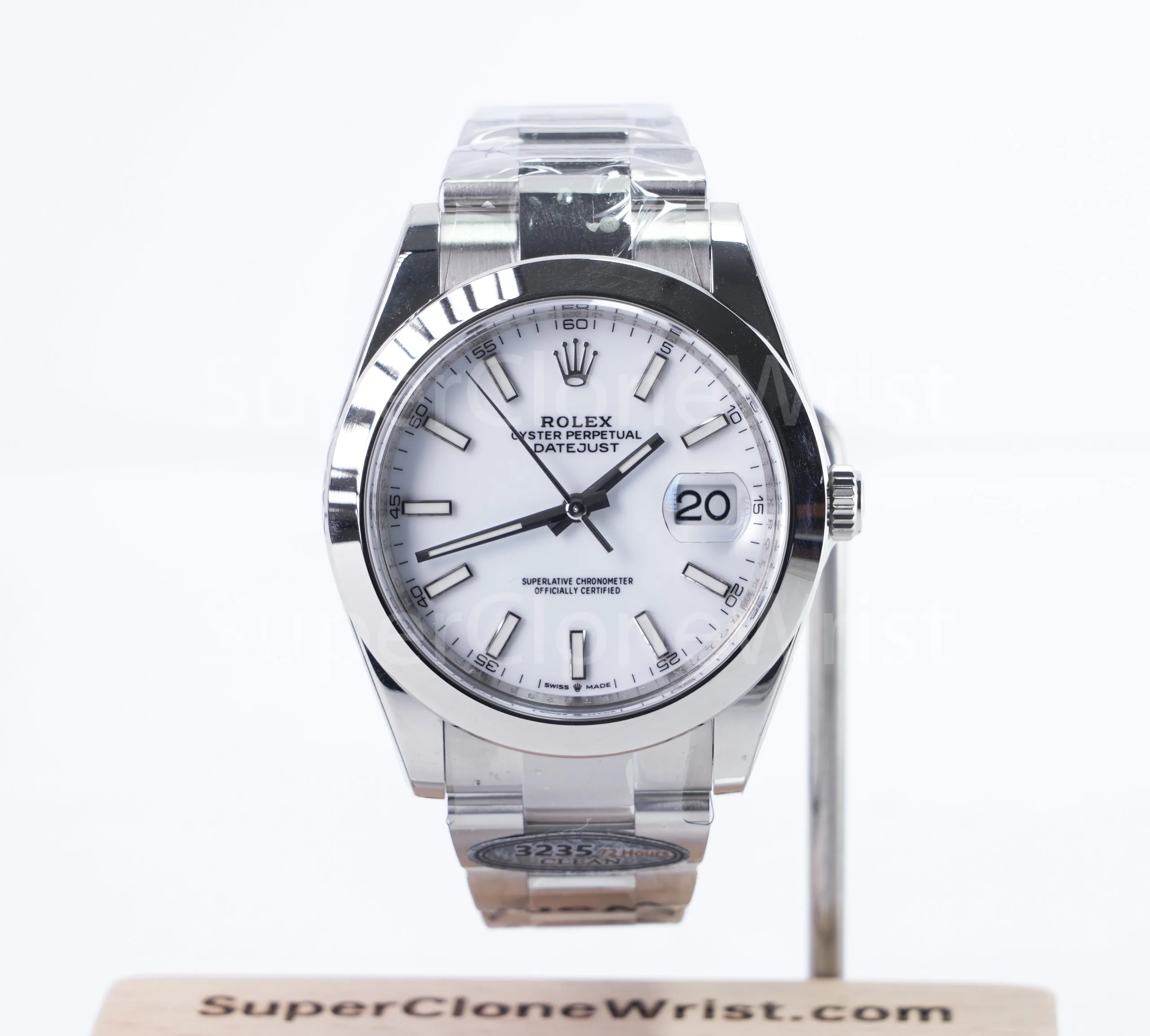 Rolex Datejust 126300 Steel White Dial Smooth Bezel Steel Oyster Bracelet 41mm Replica Watches - 1