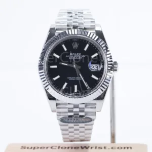 Rolex Datejust 126334 Steel Black Dial Fluted Bezel Jubilee Bracelet 41mm Replica Watches - 1