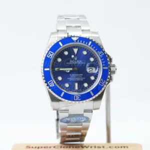 Rolex Submariner Steel Blue Dial Blue Bezel Oyster Bracelet 40mm Replica Watches - 1