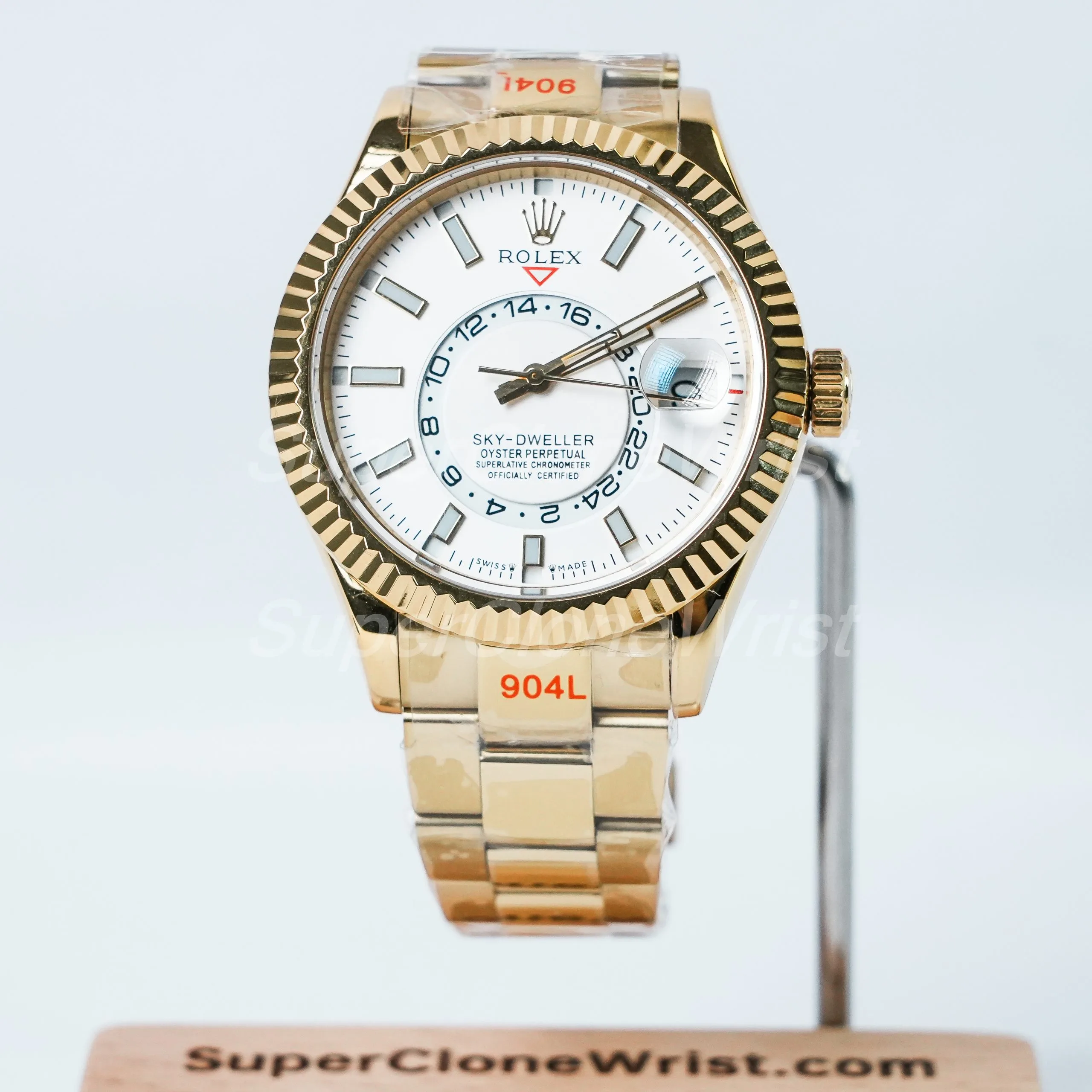 Rolex-Sky-Dweller-336239-White-Dial-Yellow-Gold-42mm Super Clone Watches Replica Watches - 1