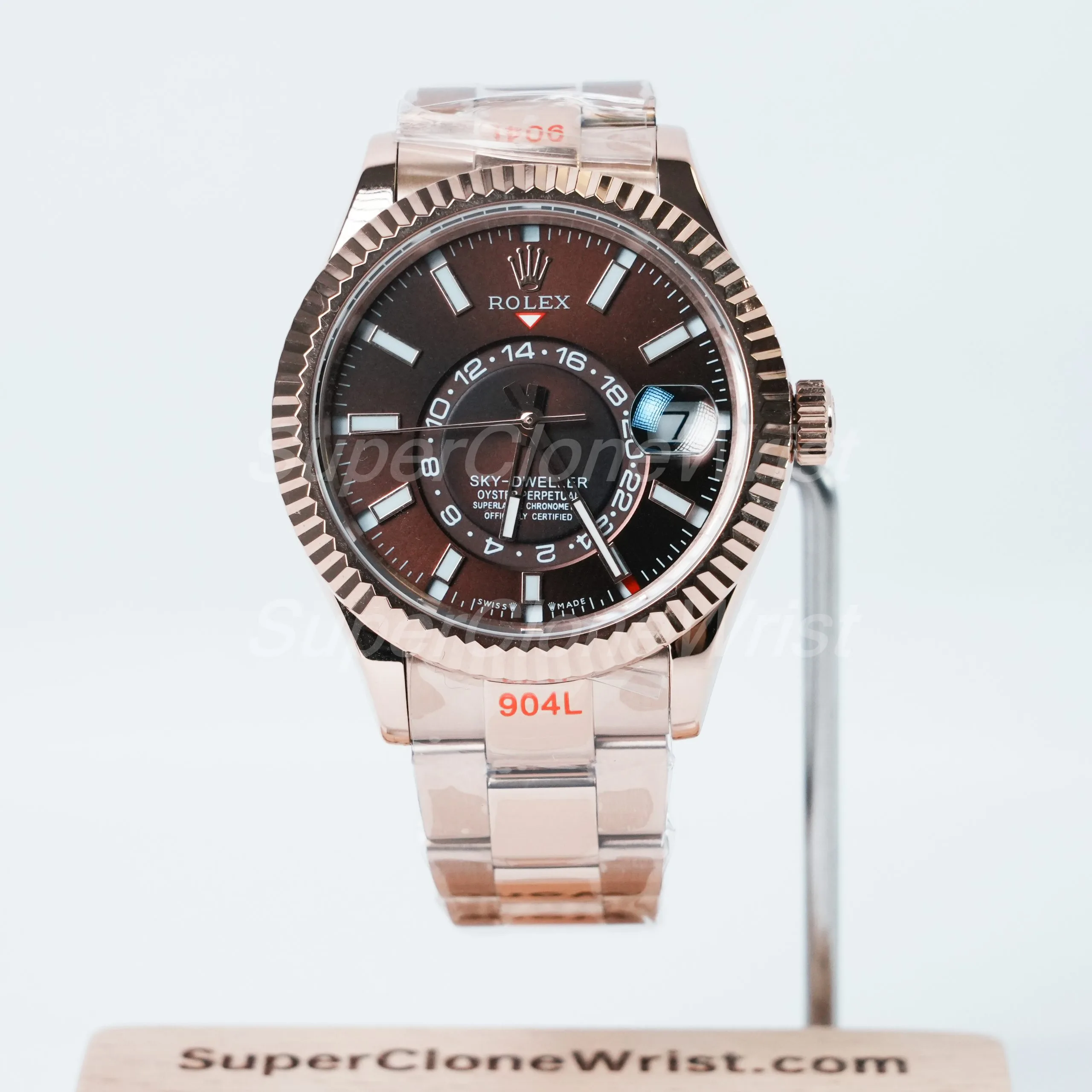 Rolex-Sky-Dweller-326235-Coffee-Dial-Rose-Gold-42mm Super Clone Watches Replica Watches - 1