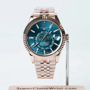 Rolex-Sky-Dweller-326235-Blue-Green-Dial-Rose-Gold-42mm Super Clone Watches Replica Watches - 1