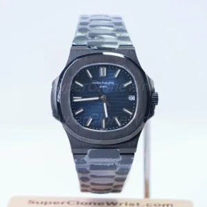 Patek-Philippe-Nautilus-5711-Black-Ceramic-Blue-Dial-40mm 1：1 SuperClone Watch Replica Watches - 1