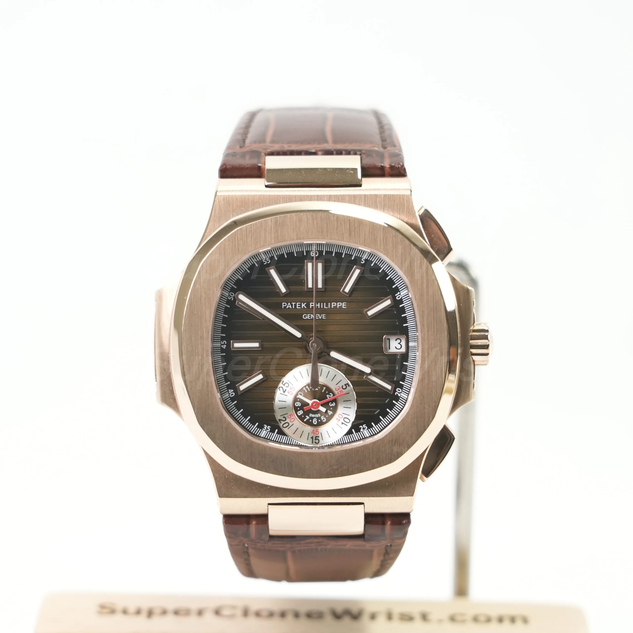 1-9-scaled-1.jpg Patek Philippe Nautilus 5980R-001 Rose Gold Gradient Brown Dial Rose Gold Bezel Brown Alligator Leather Strap 40.5mm Replica Watches - 1