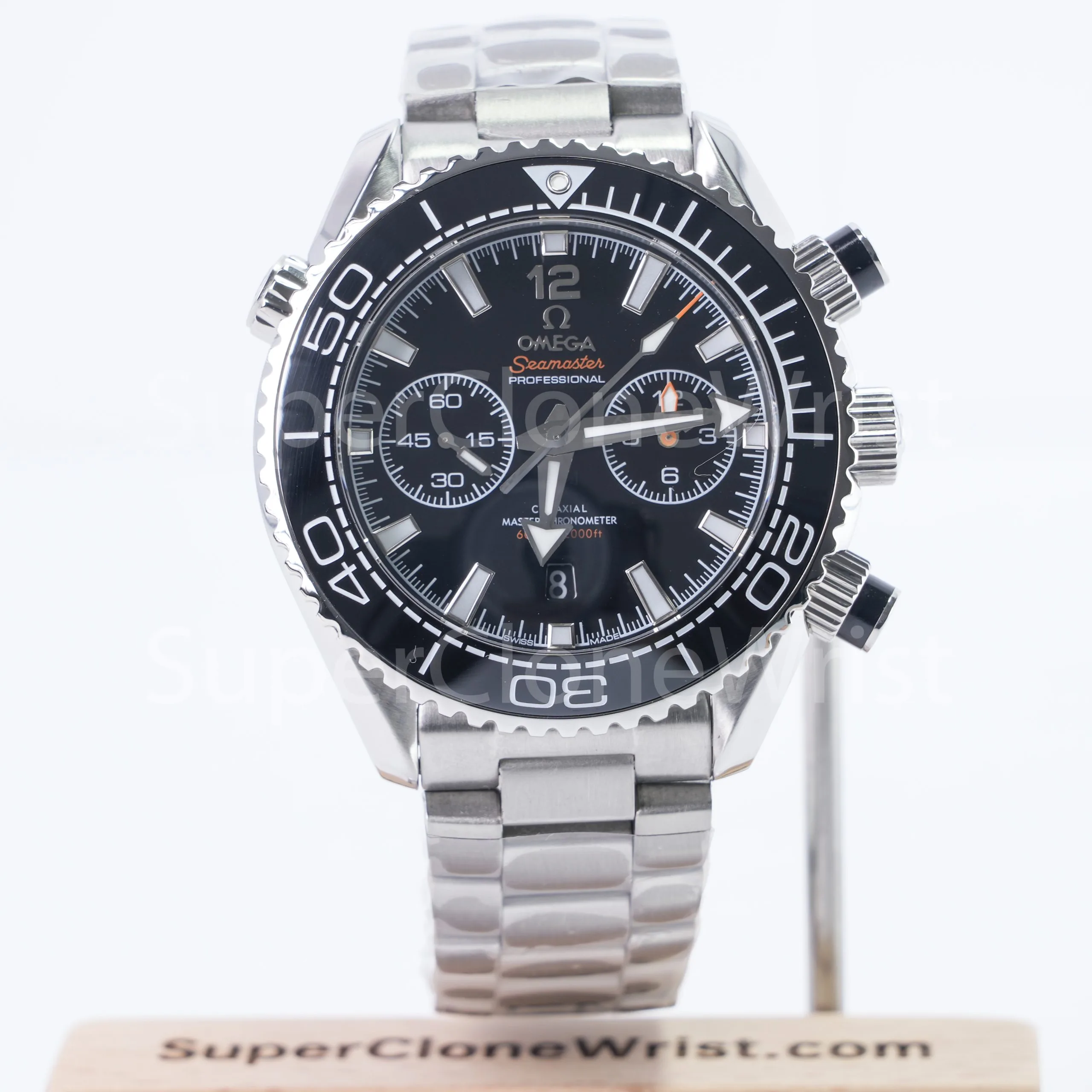 Omega Seamaster 215.30.46.51.01.001 Steel Black Dial Black Ceramic Bezel Steel Bracelet 45.5mm Replica Watches - 1