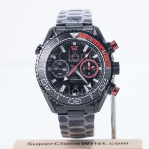 Omega Seamaster 215.92.46.51.01.002 Black Ceramic Black Dial Black and Red Ceramic Bezel Black Steel Bracelet 45.5mm Replica Watches - 1