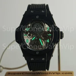 Hublot Big Bang 429.CX.0170.RX Black Ceramic Tourbillon Skeleton Dial Black Ceramic Bezel Black Rubber Strap 45mm Replica Watches - 2