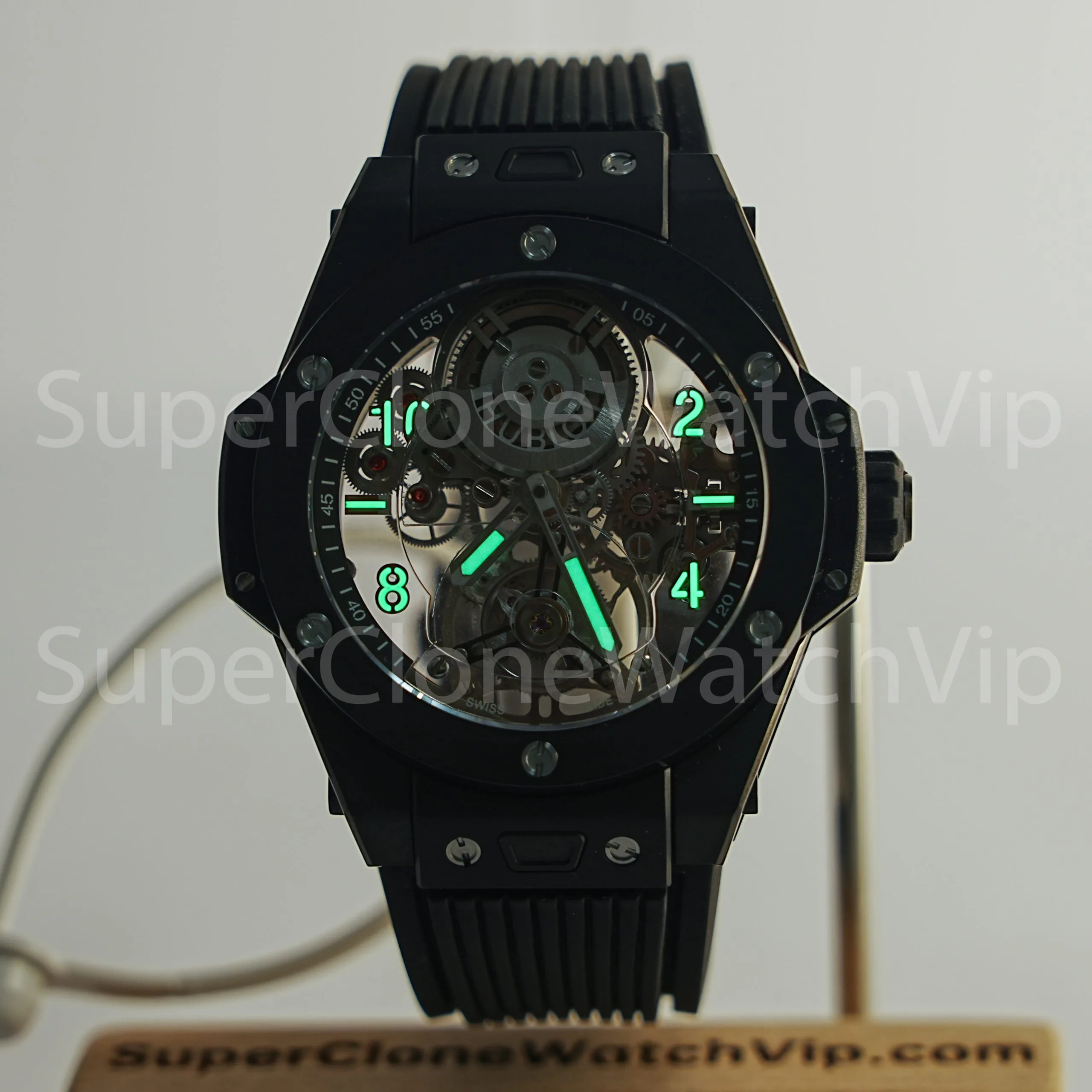 Hublot Big Bang 429.CX.0170.RX Black Ceramic Tourbillon Skeleton Dial Black Ceramic Bezel Black Rubber Strap 45mm Replica Watches - 2
