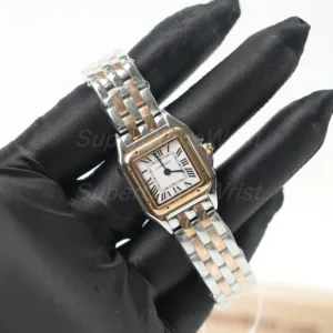 Cartier Panthère Steel Rose Gold White Dial Rose Gold Bezel Steel Rose Gold Bracelet 22x30mm Replica Watches - 2
