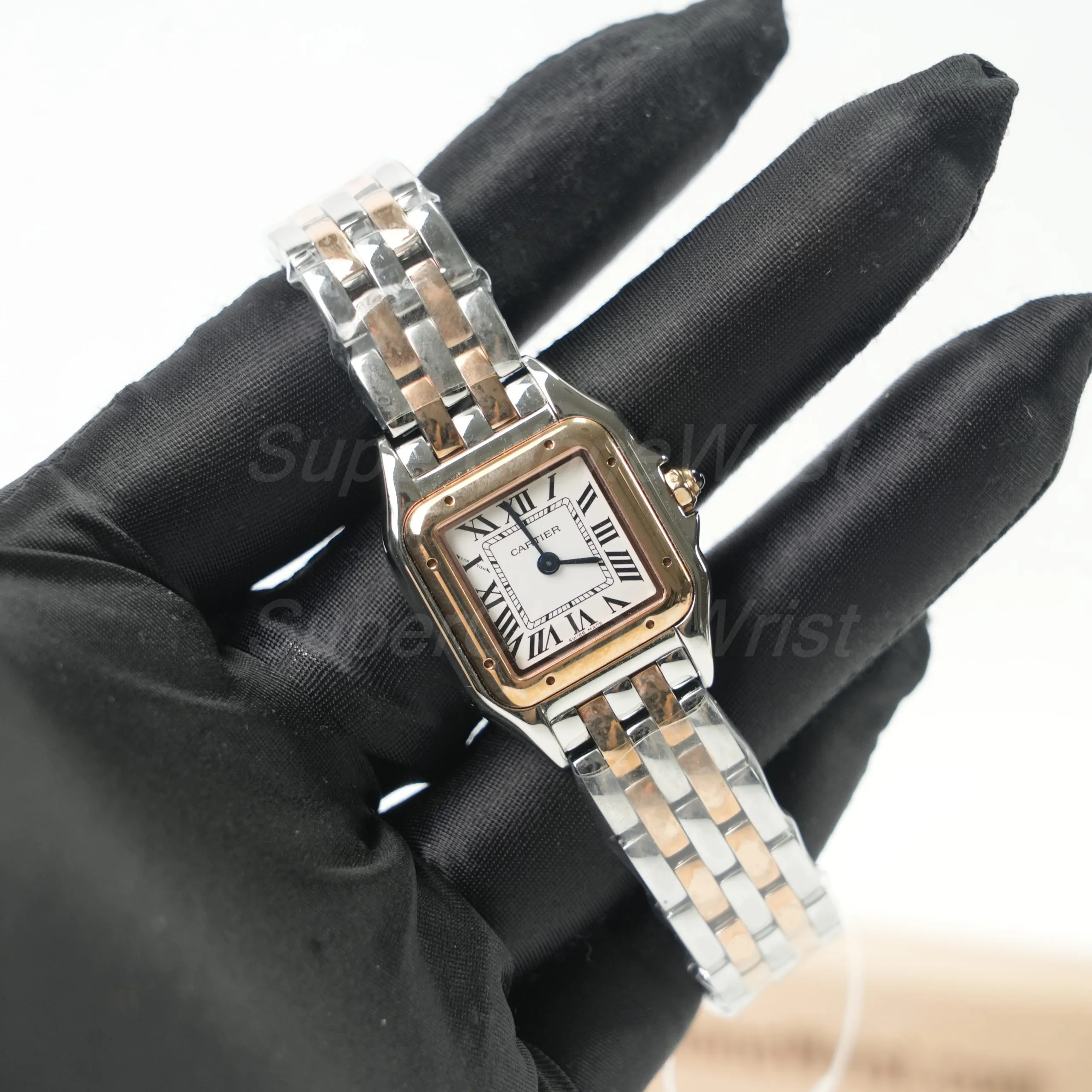 Cartier Panthère Steel Rose Gold White Dial Rose Gold Bezel Steel Rose Gold Bracelet 22x30mm Replica Watches - 2