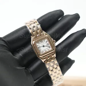 Cartier Panthère Rose Gold White Dial Rose Gold Bezel Rose Gold Bracelet 22x30mm Replica Watches - 2