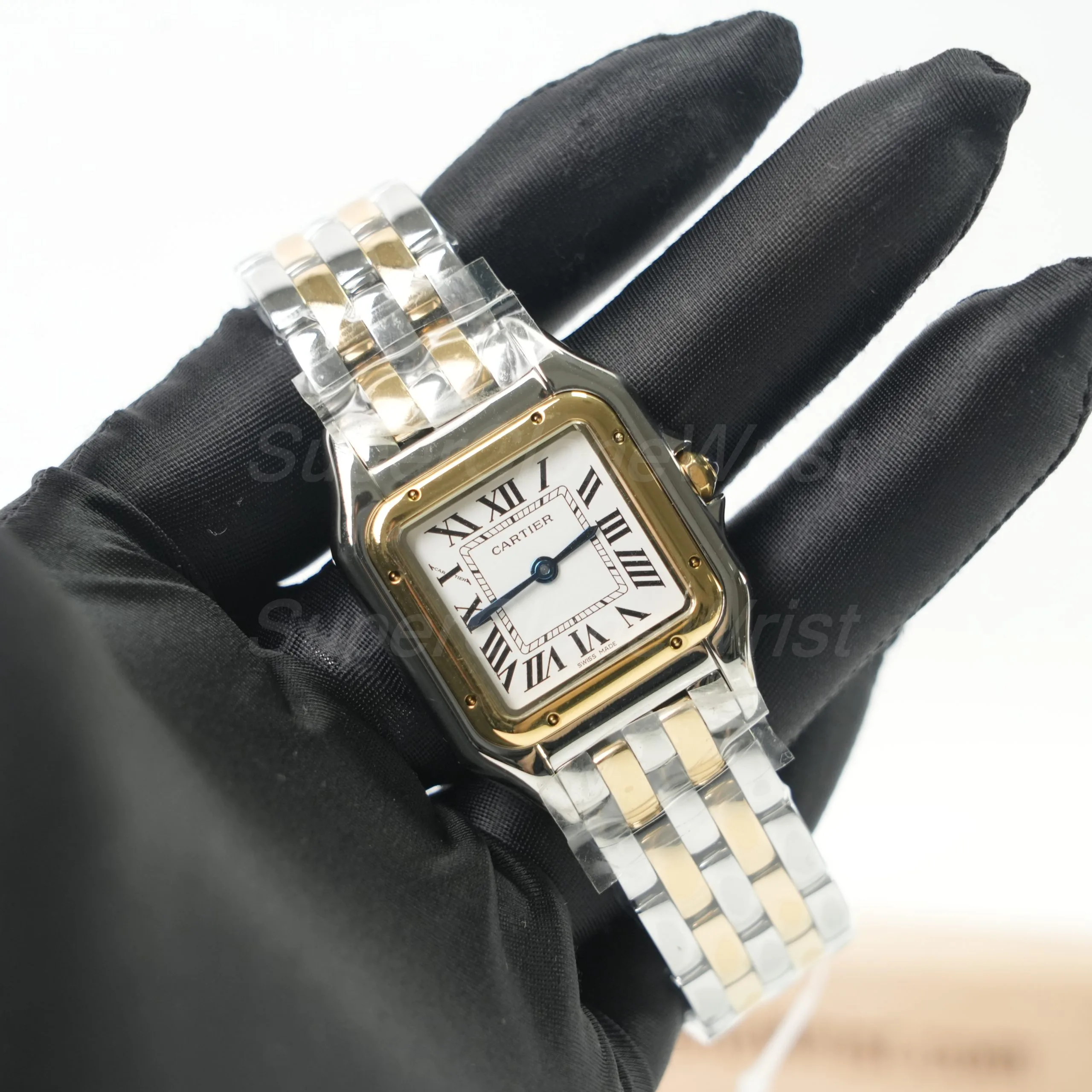 Cartier Panthère Steel Yellow Gold White Dial Yellow Gold Bezel Steel Yellow Gold Bracelet 27x37mm Replica Watches - 2