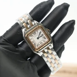 Cartier Panthère Steel Rose Gold White Dial Rose Gold Bezel Steel Rose Gold Bracelet 27x37mm Replica Watches - 2