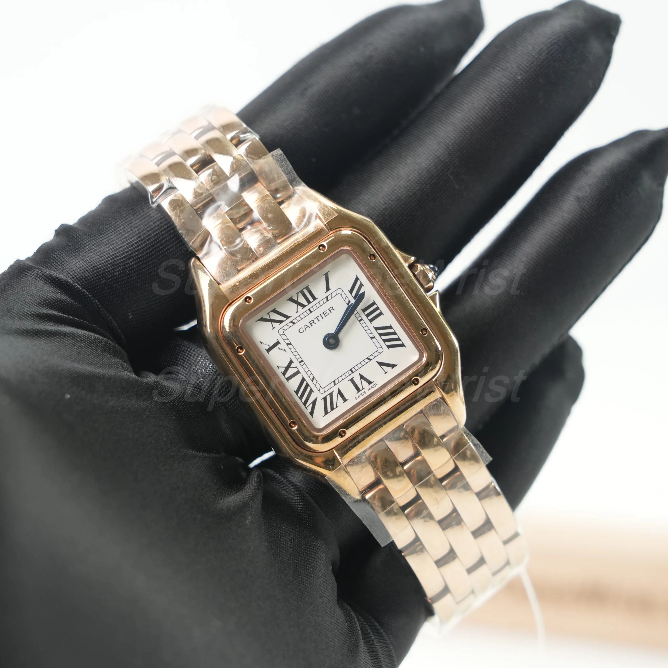 Cartier Panthère Rose Gold White Dial Rose Gold Bezel Rose Gold Bracelet 27x37mm Replica Watches - 2