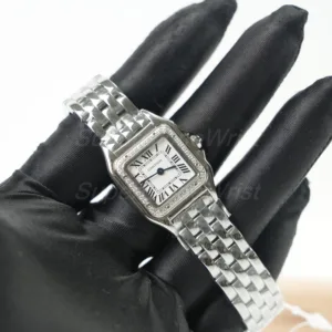 Cartier Panthère Steel White Dial Diamond Bezel Steel Bracelet 22x30mm Replica Watches - 2