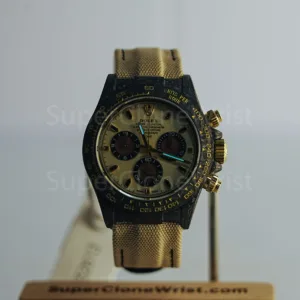 Rolex Daytona DiW "Desert Eagle" Carbon Fiber Beige Dial Carbon Fiber Bezel Beige Fabric Strap 40mm Replica Watches - 2