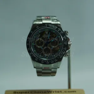 Rolex Daytona Steel Skeleton Ice Blue Dial Carbon Bezel Steel Oyster Bracelet 40mm Replica Watches - 2