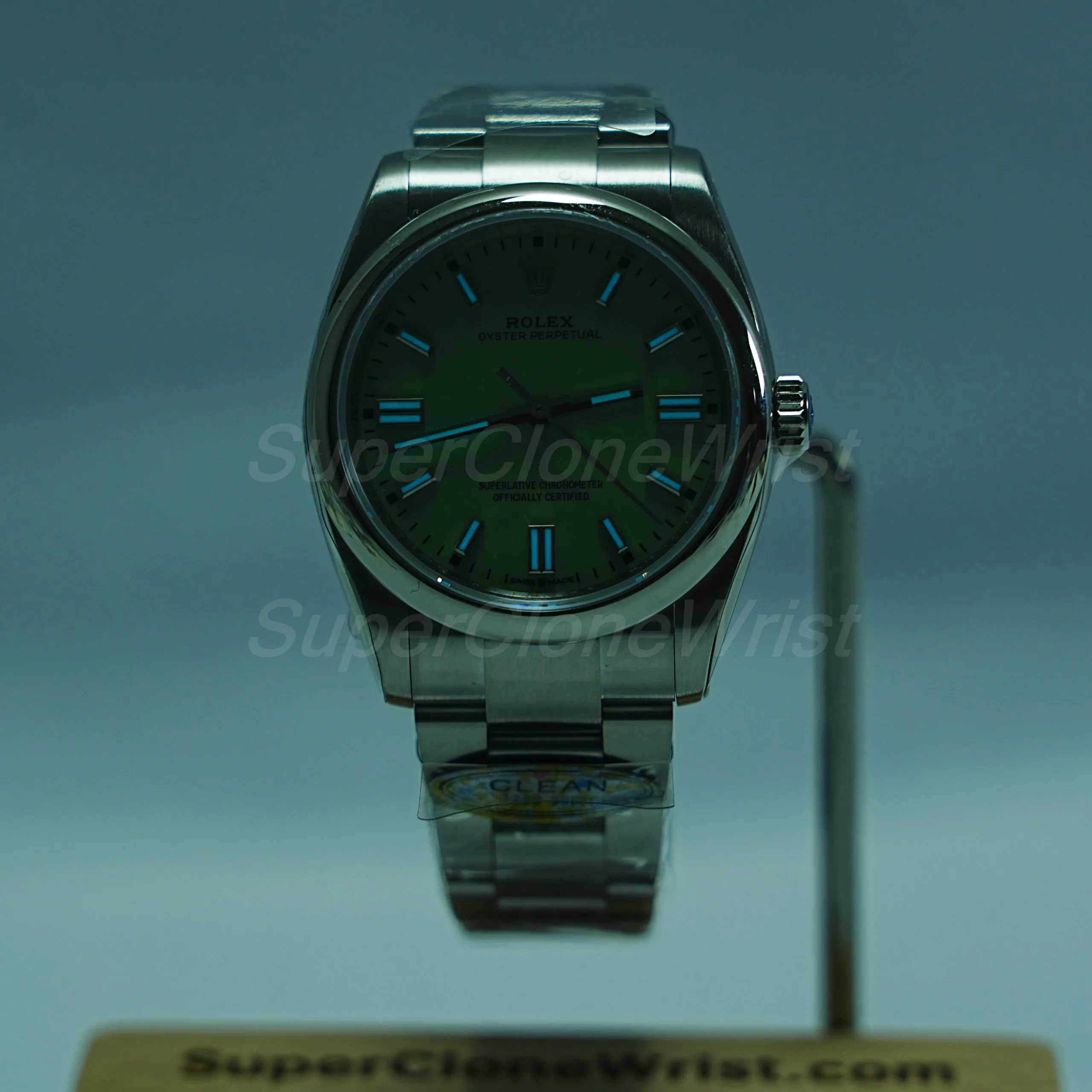 Rolex Oyster Perpetual Steel Pistachio Green Dial Steel Bezel Steel Oyster Bracelet 36mm Replica Watches - 2