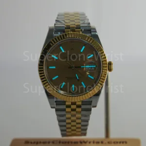 Rolex Datejust 126333 Two-Tone Yellow Gold Champagne Dial Fluted Bezel Jubilee Bracelet 41mm Replica Watches - 2
