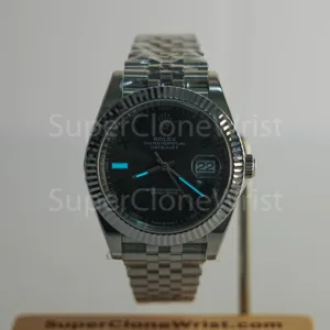 Rolex Datejust 126334 Steel Wimbledon Grey Sunray Roman Dial Fluted Bezel Jubilee Bracelet 41mm Replica Watches - 2