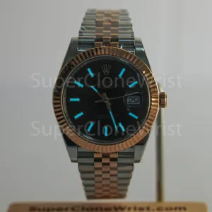 Rolex Datejust 126331 Two-Tone Rose Gold Chocolate Dial Fluted Bezel Jubilee Bracelet 41mm Replica Watches - 2