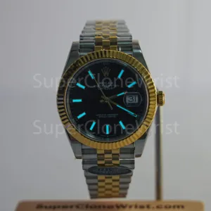 Rolex Datejust 126333 Two-Tone Yellow Gold Black Dial Fluted Bezel Jubilee Bracelet 41mm Replica Watches - 2