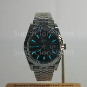 Rolex Datejust 126334 Steel Black Sunray Dial Fluted Bezel Jubilee Bracelet 41mm Replica Watches - 2
