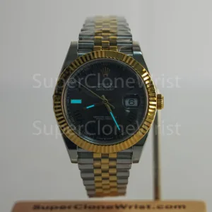 Rolex Datejust 126333 Two-Tone Yellow Gold Wimbledon Grey Sunray Roman Dial Fluted Bezel Jubilee Bracelet 41mm Replica Watches - 2