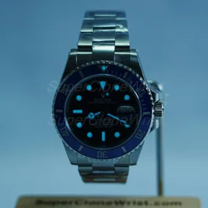 Rolex Submariner Date Steel Black Dial Blue Bezel Oyster Bracelet 41mm Replica Watches - 2