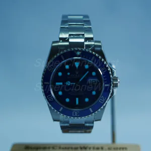 Rolex Submariner Steel Blue Dial Blue Bezel Oyster Bracelet 40mm Replica Watches - 2