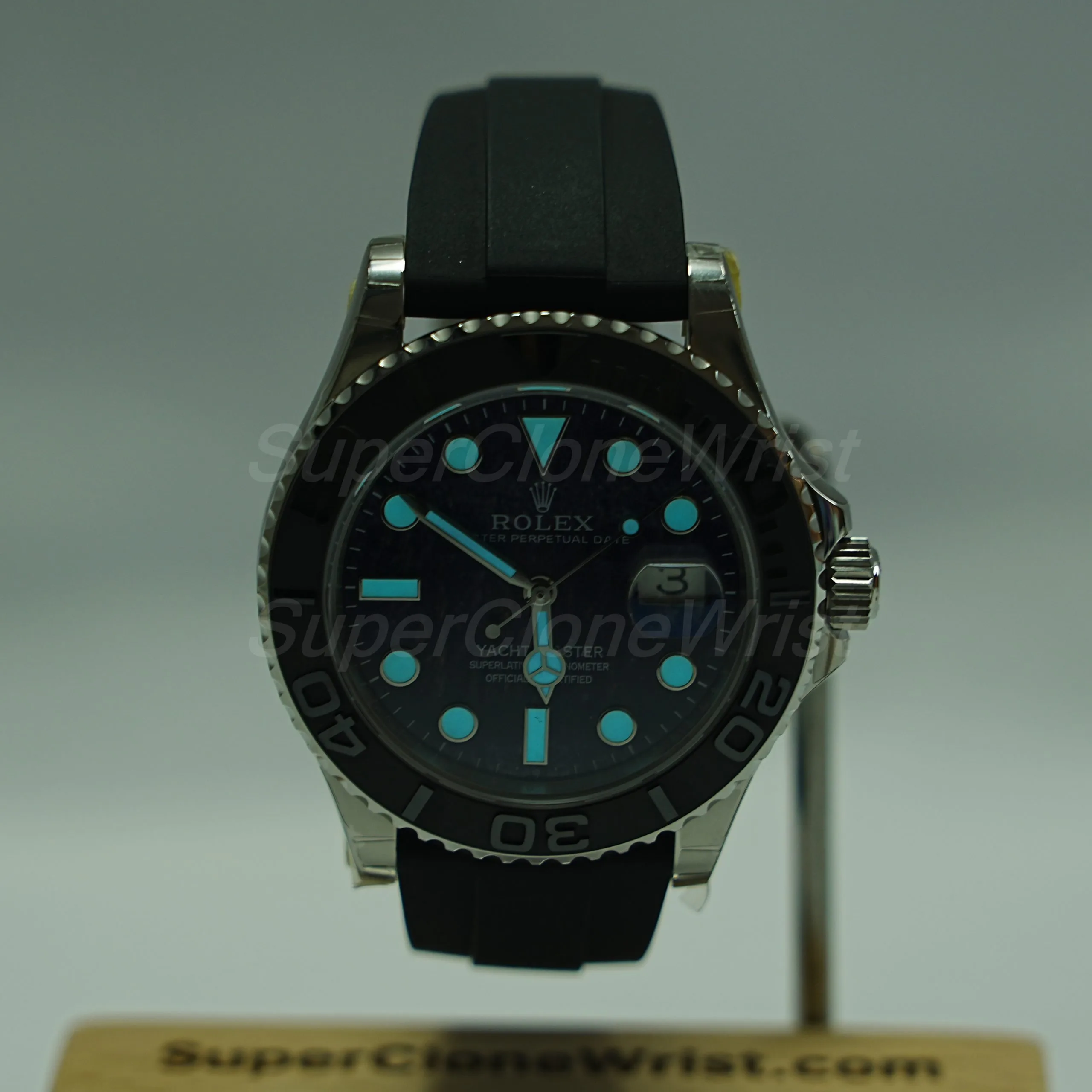 Rolex Yacht-Master 42 Falcon’s Eye Dial Black Bezel Rubber Strap 42mm Replica Watches - 2